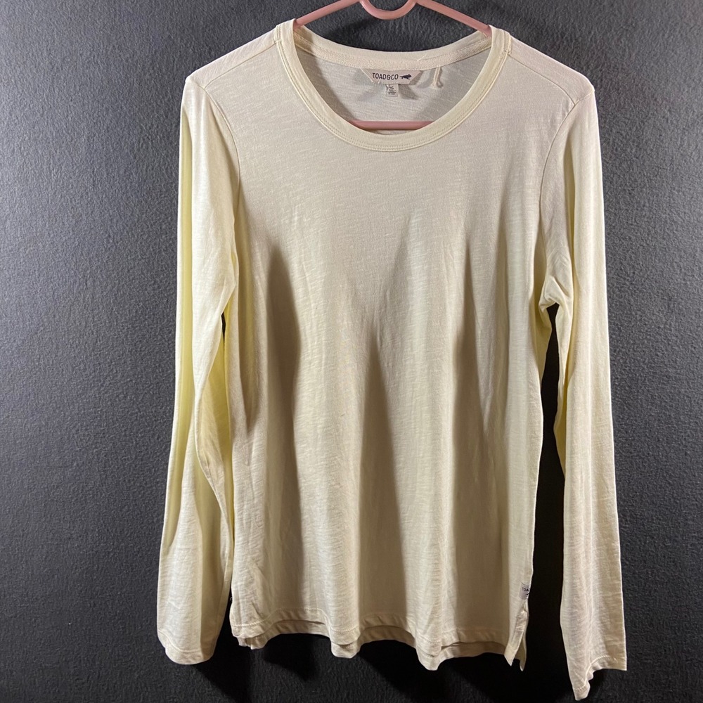 Toad&Co Shirt Organic Cotton Slub Long Sleeve Tee Cream ivory Small outdoor